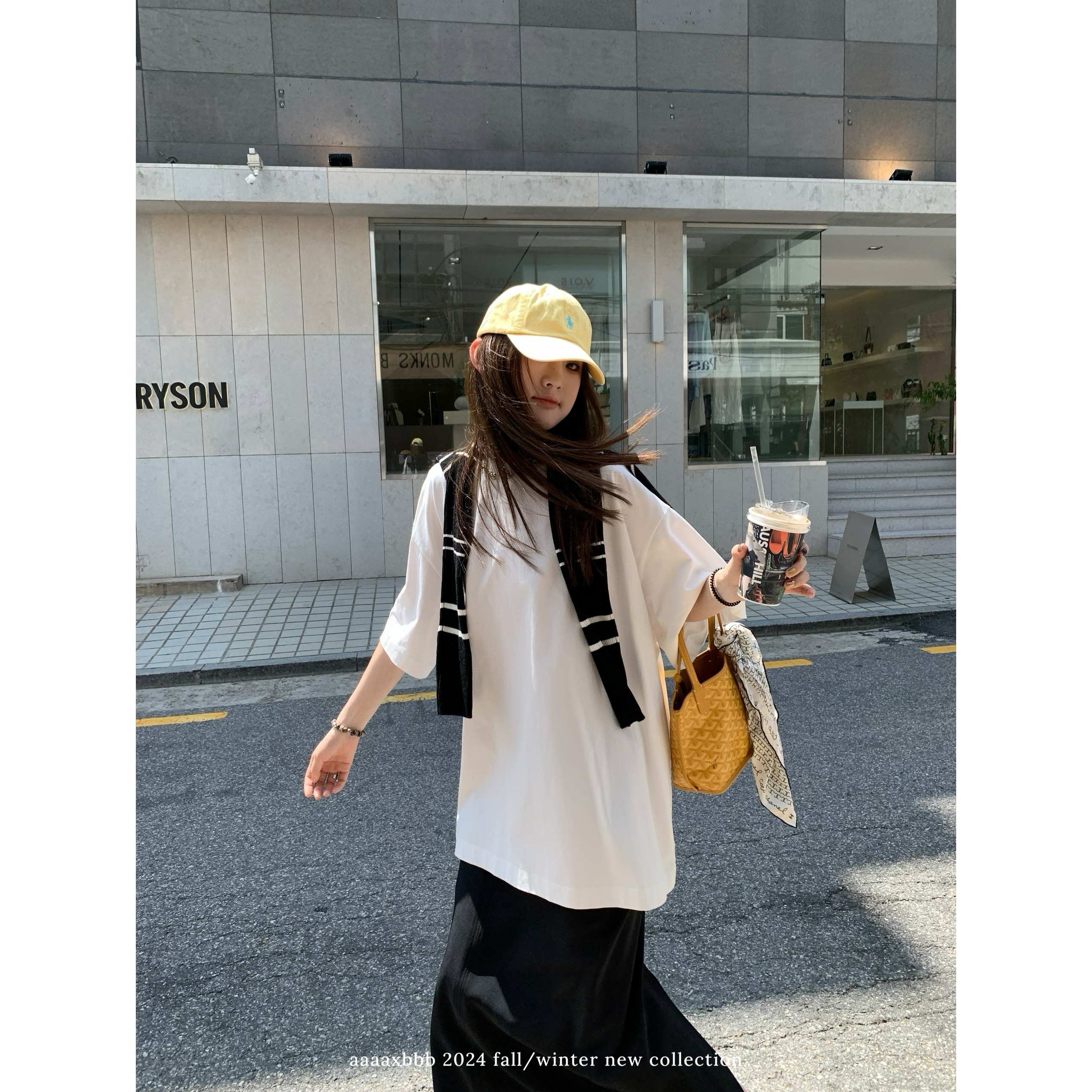 aaaaxbbb简约上衣圆领短袖t恤白