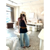 女宽松复古做旧长裤 水洗不规则破洞牛仔裤 卡萨布兰卡盐 aaaaxbbb