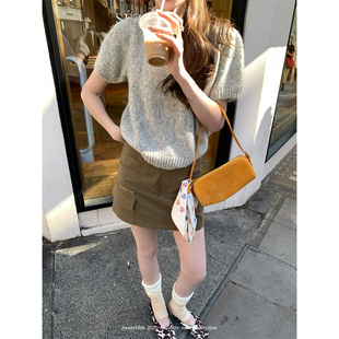 短裙秋款 拉链设计全棉A字半身裙两色百搭工装 纽顿大道 aaaaxbbb