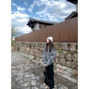 aaaaxbbb 环岛日记簿 三色卫裤女宽松阔腿拖地裤休闲运动长裤