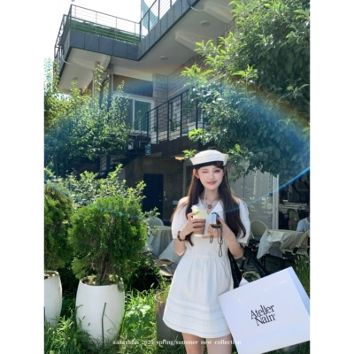 aaaaxbbb花边海军领气质连衣裙