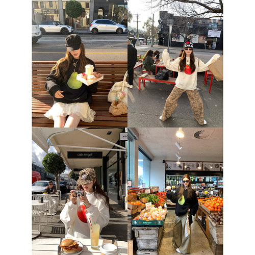 aaaaxbbb印花大卫衣长袖上衣