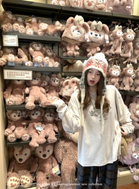 aaaaxbbb downtown氛围 假两件印花t恤长袖打底字母复古休闲上衣