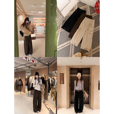 aaaaxbbb三色水洗丝绒工装裤