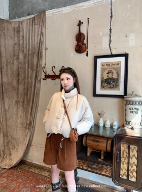 aaaaxbbb 骑士未眠 du家设计牛角扣羽绒服女短款保暖加厚冬季外套