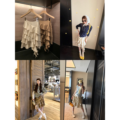 aaaaxbbb香槟之夜缎面波浪裙