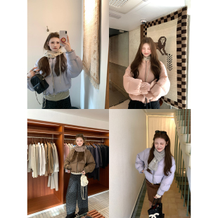 aaaaxbbb 新国标90白鸭绒针织帽羽绒服拉链设计秋冬外套 诺亚雪松