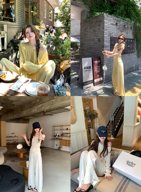 aaaaxbbb Wool Echo 奶皮亲肤套装宽松短袖长袖上衣休闲裤长裤女