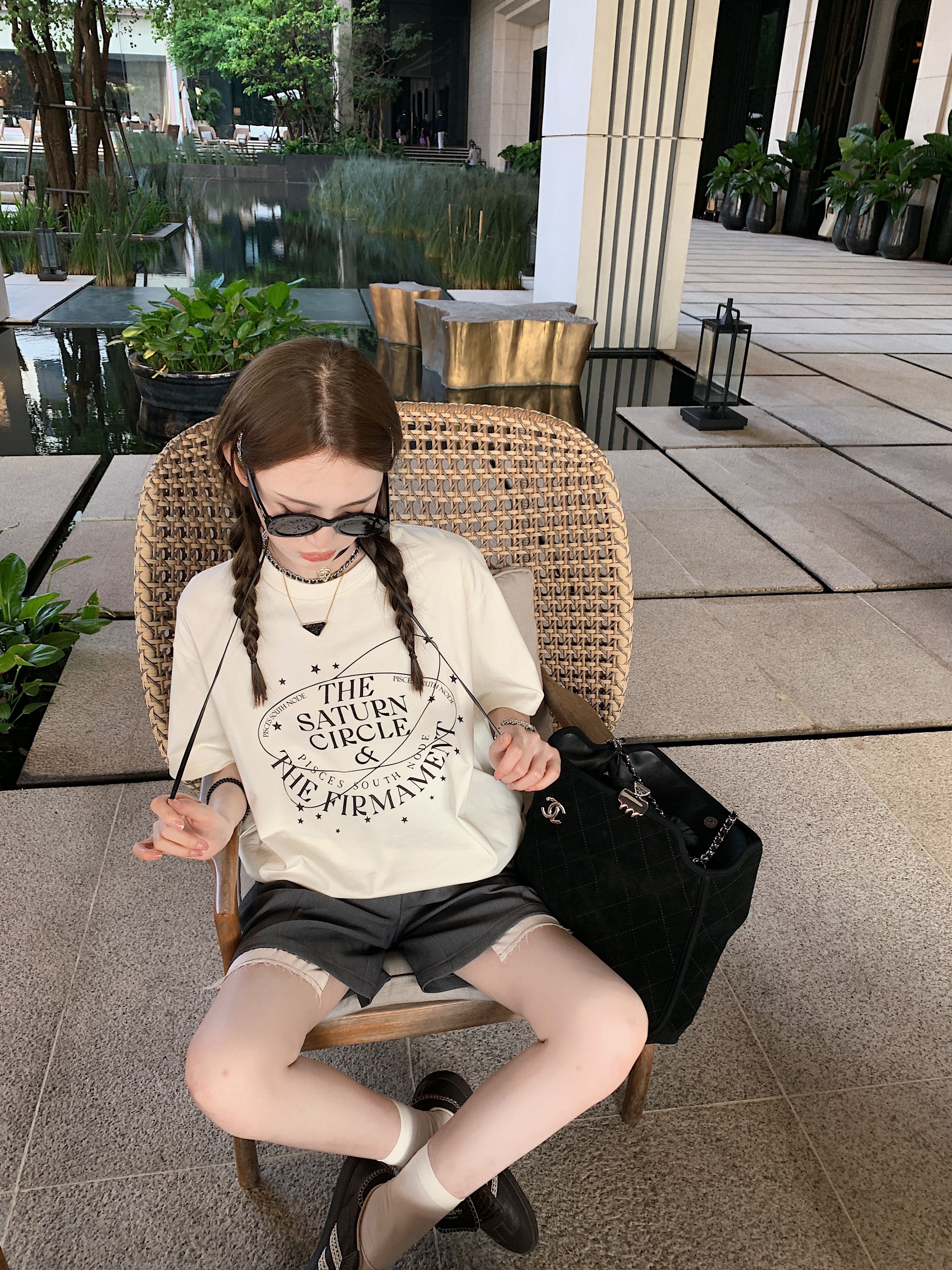 aaaaxbbb印花T恤针织字母显瘦T恤