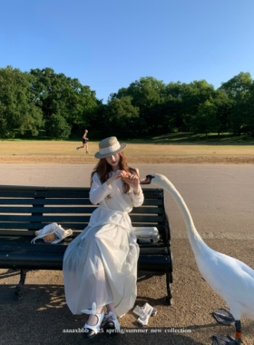 aaaaxbbb 西伯利亚慢车 两色防晒套装长袖罩衫宽松气质连衣裙长裙