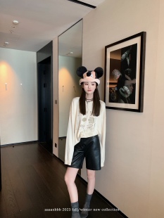 黑色棕色显高百搭裤 高级质感显瘦皮质中裤 子女 罗恩上校 aaaaxbbb