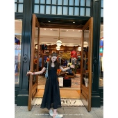 纯棉黑色连衣裙弹力收腰显瘦气质长裙夏季 aaaaxbbb 多布里奇暮色