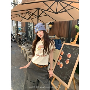 女t恤夏 aaaaxbbb 天使邮件 莫代尔印花减龄上衣休闲修身 圆领短袖