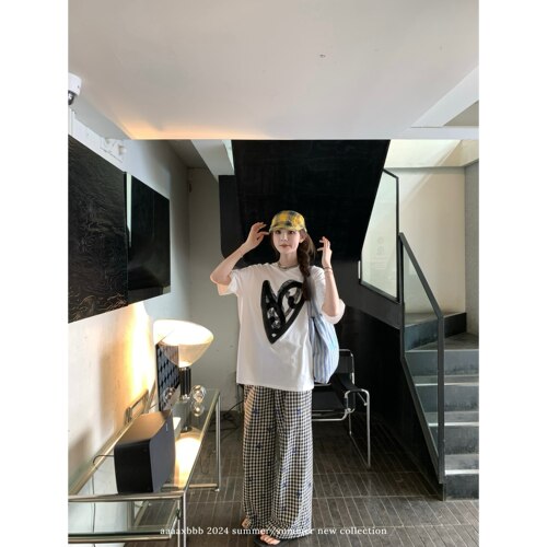 aaaaxbbb休闲裤女直筒宽松两色