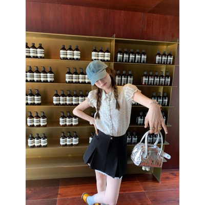 aaaaxbbb纯棉碎花泡泡袖上衣