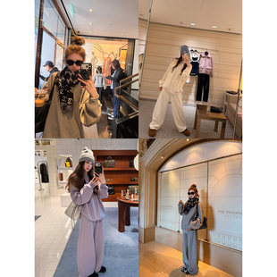 aaaaxbbb 慵懒公式 三色卫衣套装套头圆领上衣松紧弯刀裤休闲长裤