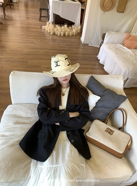 aaaaxbbb 布莱尔顿职人 aa定制宽松黑紫色西装外套长袖通勤上衣