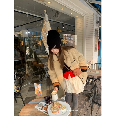 aaaaxbbb皮毛一体羊羔毛外套大衣