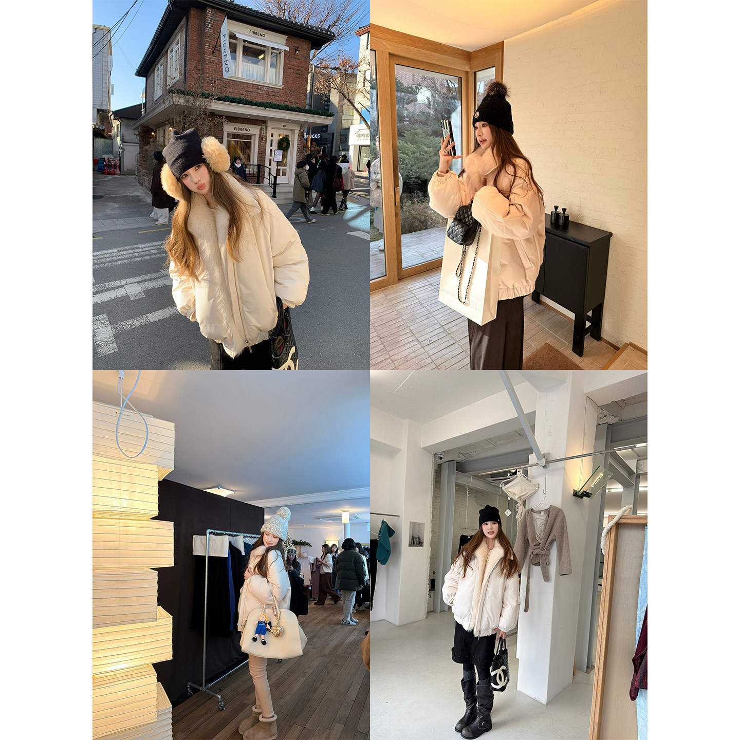 aaaaxbbb 白雪公主 新国标90白鸭绒派克羽绒服白色狐狸毛领外套冬