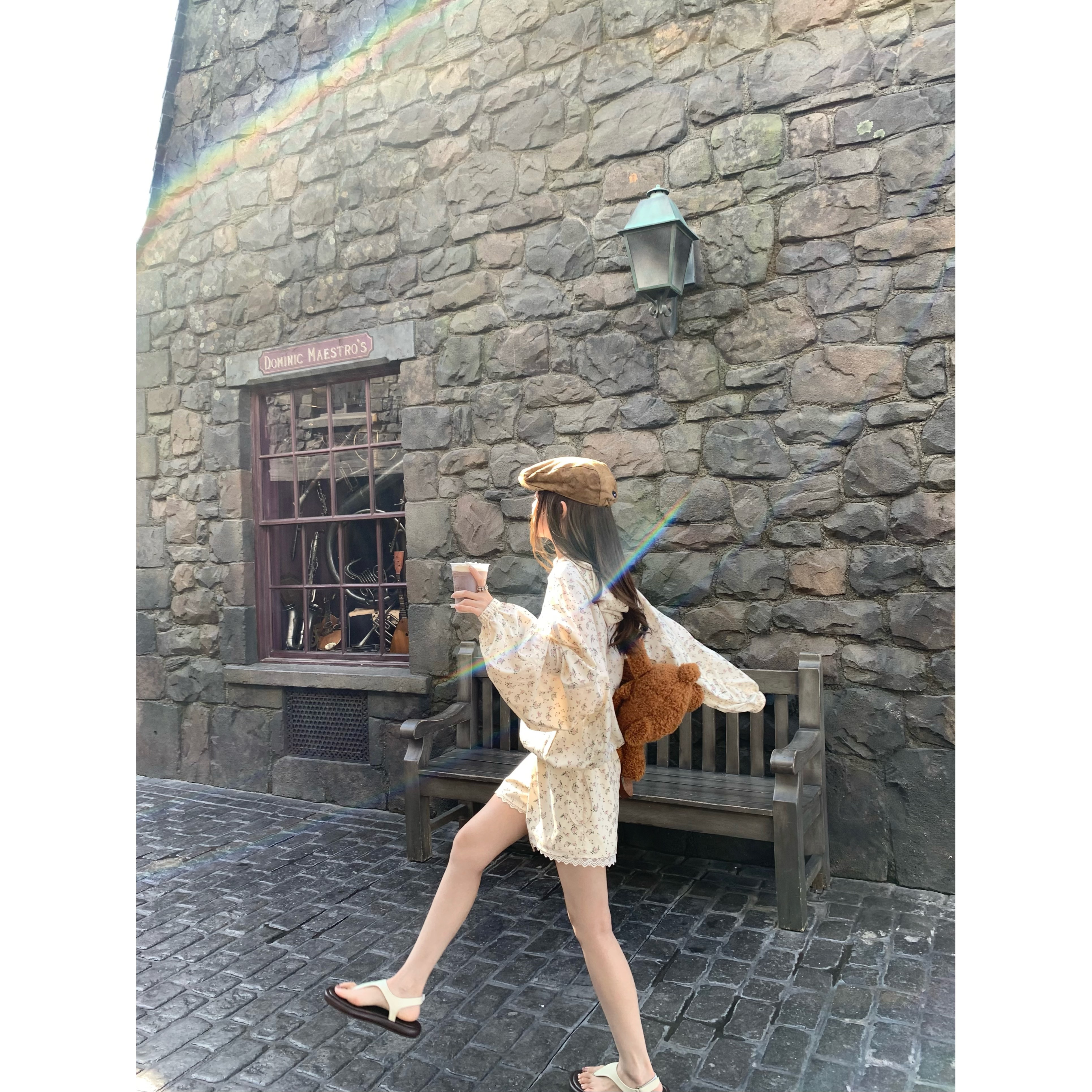 aaaaxbbb碎花防晒薄纱长袖套装女