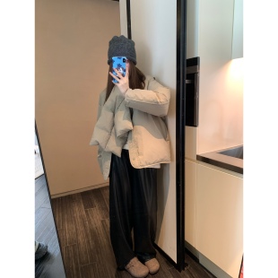 aaaaxbbbSeoul慵懒步调 厚外套 90国标鸭绒羽绒服配围巾女保暖短款