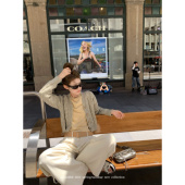 开衫 aaaaxbbb V领显瘦长袖 全羊毛针织上衣短款 外套 巴黎晨间絮语