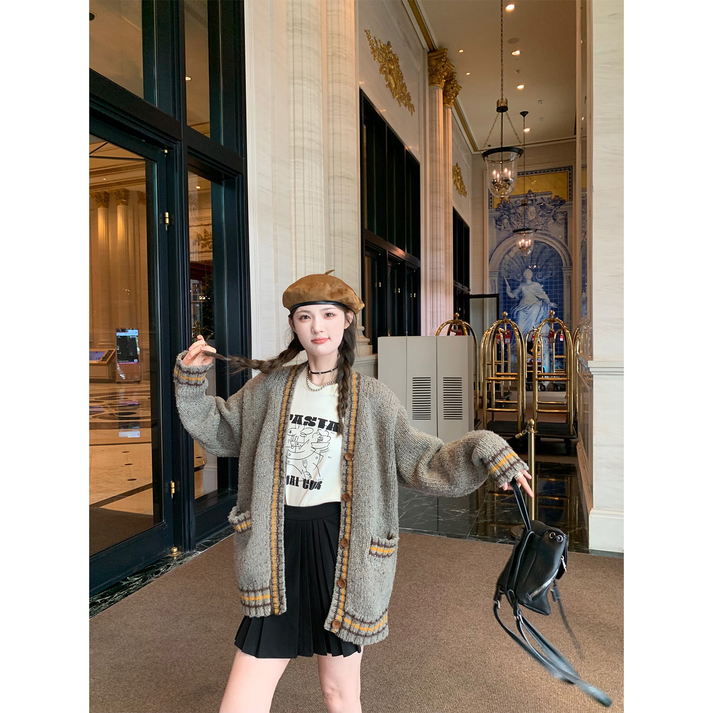 aaaaxbbb针织外套开衫毛衣设计感