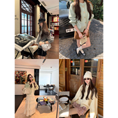 韩系圆领驼绒针织开衫 aaaaxbbb 榛果特调 宽松休闲绵羊毛毛衣外套