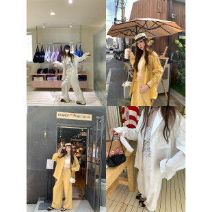 aaaaxbbb 侘寂茶室 老钱风纯亚麻套装衬衫休闲裤长袖翻领外套长裤