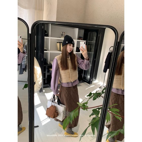 aaaaxbbb两色针织马甲叠穿背心女