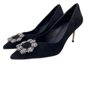 气质风浅口圆扣细跟高跟纯色百搭 尖头水钻单鞋 CHOOL KILLS时尚