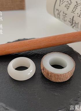 手工自己做白玉菩提戒指diy