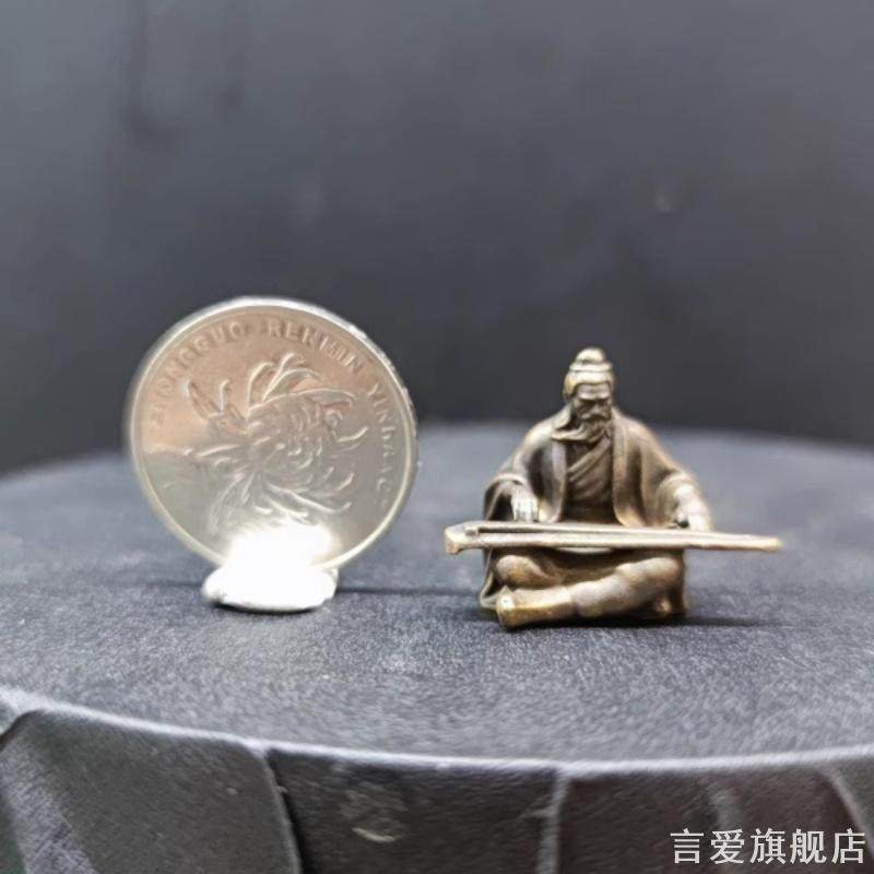 鱼缸盆景假山伯牙鼓琴微缩造景观摆件高山流水小人物模型镀铜做旧