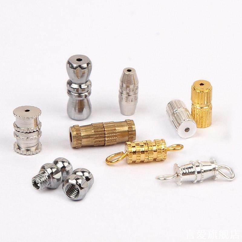 镀黄金配件吊坠万能扣扣头足金项链M扣手链3mm弹簧扣