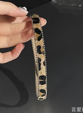 复古辣妹豹纹choker纽扣项圈女