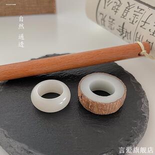 抖音同款手工diy白玉菩提戒指半成品材料包情侣七夕礼物送女朋友