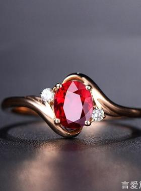 戒指祖母绿仿蓝水晶红宝石红玛瑙