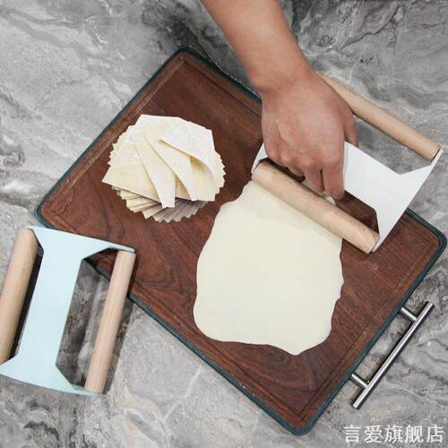 双轴擀面杖搭配手动用手揉面实木粗细水饺擀面棍包子一体式烘焙