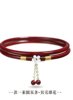 新款朱砂手镯女士细圆条圈素圈