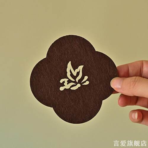 清雅蝴蝶花枝国画毛毡杯垫新中式