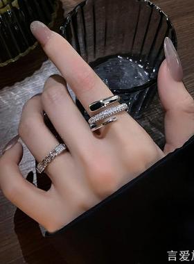 时尚两件套戒指多层设计感几何
