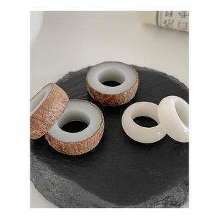 菩提戒指手工diy情侣对戒半成品材料包抖音白玉象牙佛心果