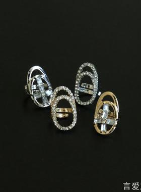 几何镂空开口调节护甲片镶钻镀金