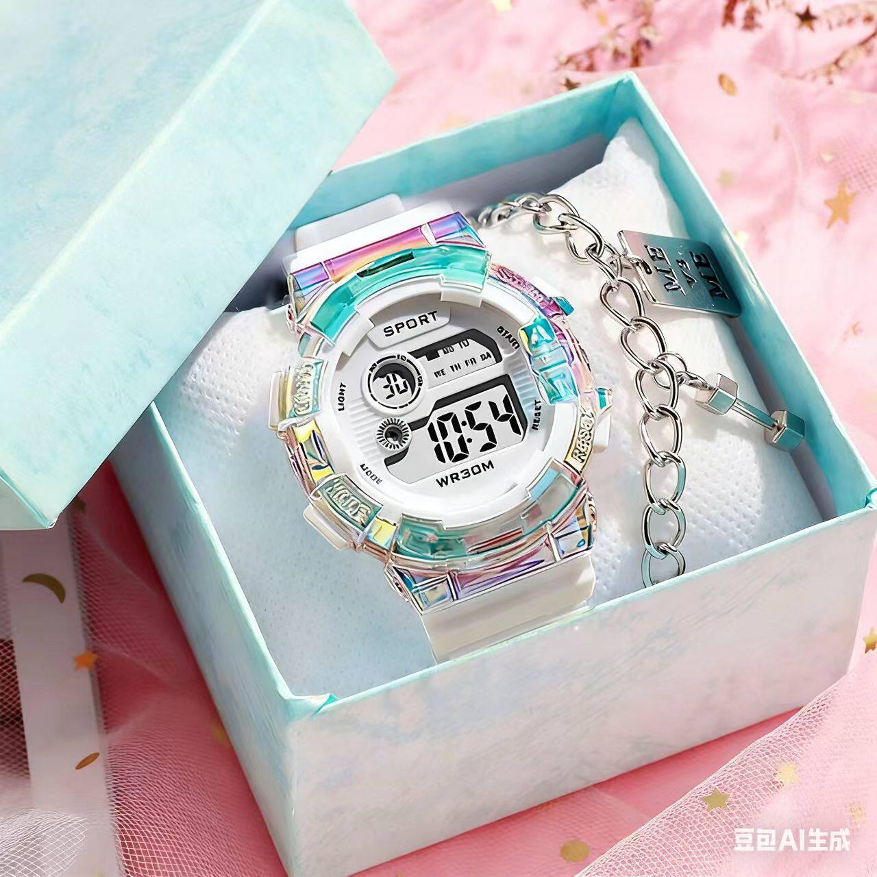 儿童手表女小学生初中生高颜值简约运动夜光闹钟女孩多功能电子表