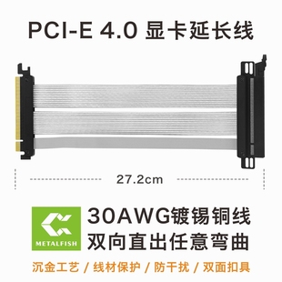 E3.0竖插转接线A4款 鱼巢PCI E4.0 X16显卡延长线兼容PCI ITX机箱