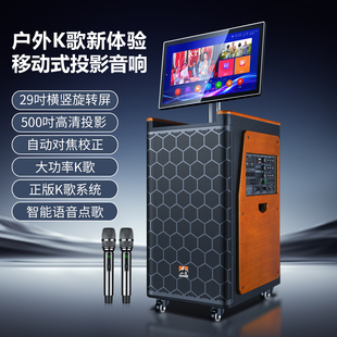 山凌投影视频K歌音响一体机户外广场跳舞家庭KTV点歌卡拉OK音箱