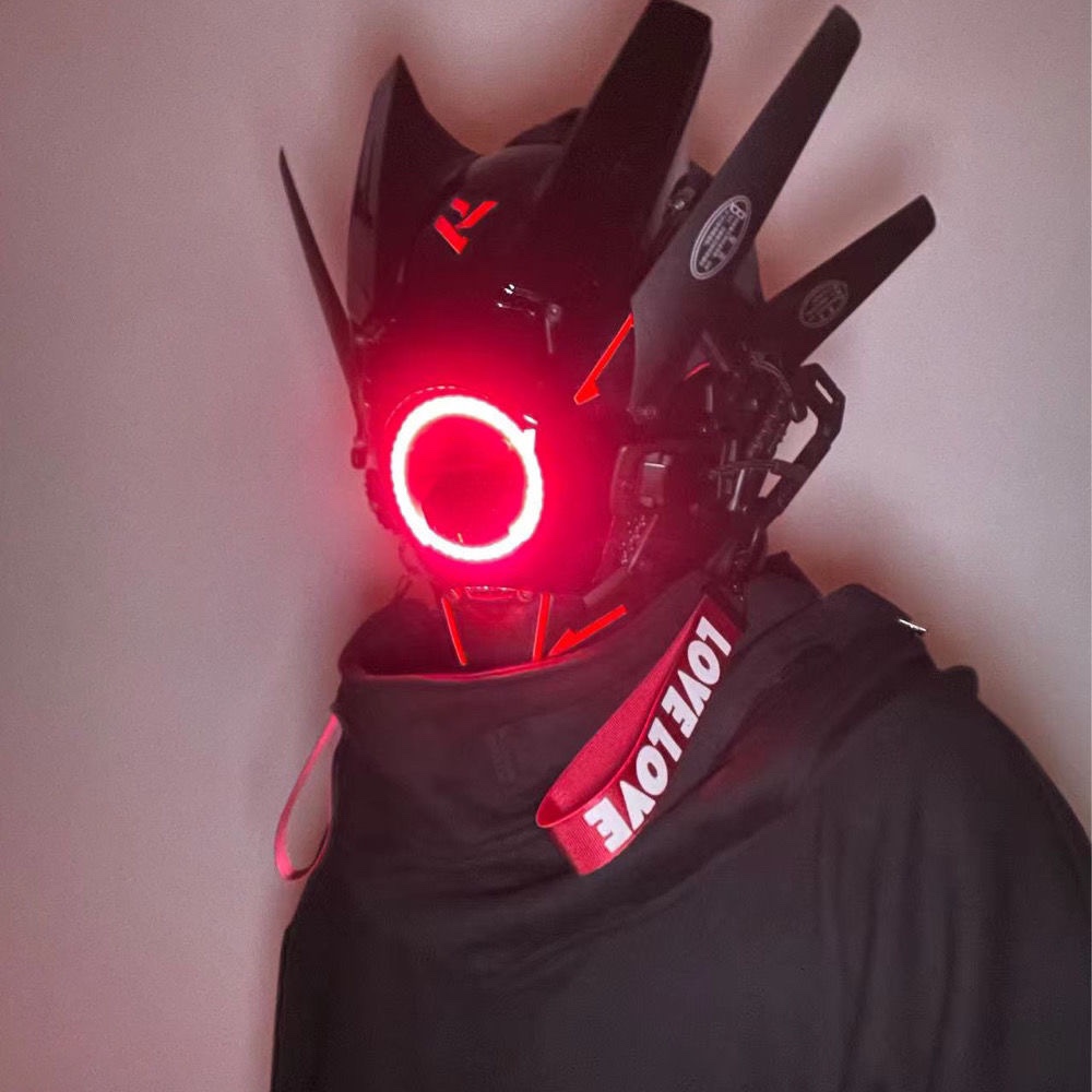 赛博朋克面罩cosplay男士全脸面具战术机甲风科技感头盔搞怪头套