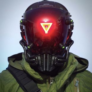 赛博朋克面具铁血战士头盔cosplay机械战术面罩发光全脸防毒面具