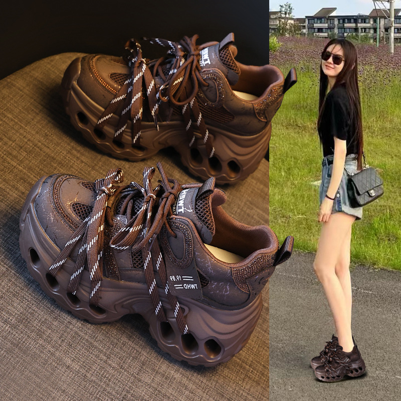HT98605厚底内增高时尚老爹鞋女2025秋季新款松糕爆款运动休闲鞋