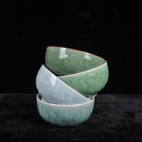 藏瓷阁龙泉青瓷中式刻花家居餐具